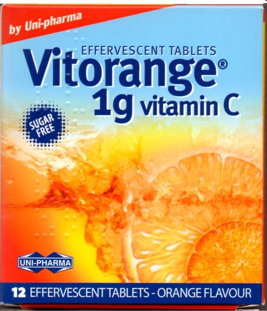 Uni-Pharma Vitorange Vitamin C 1g 12 Effervescent Tabs
