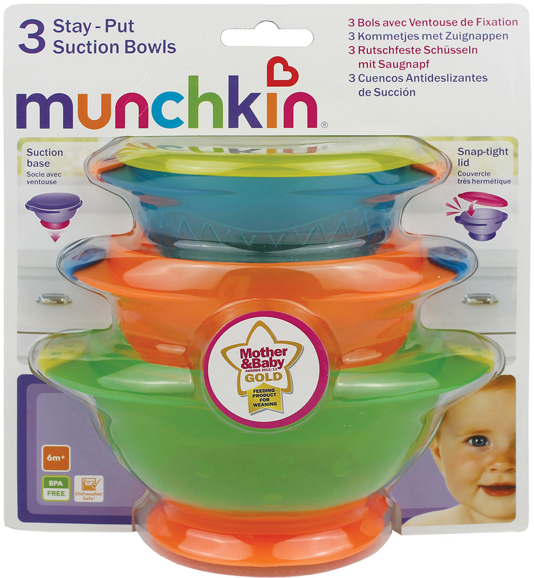Munchkin 3 Stay Put Suction Bowls
