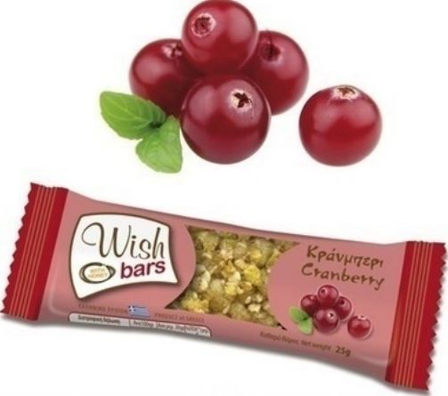 Wish Bars Χωρίς Ζάχαρη Cranberry 25g
