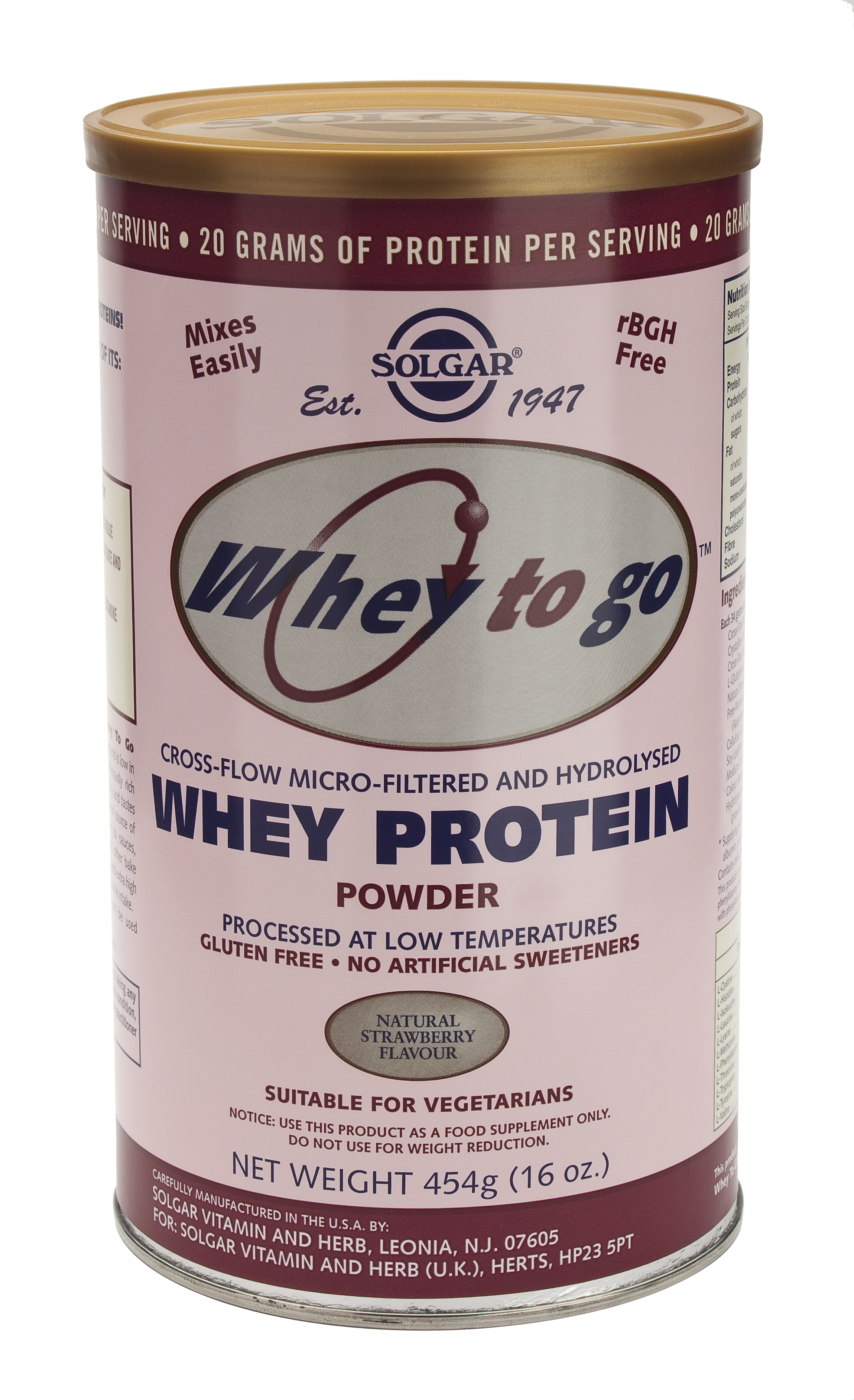 Solgar  Whey To Go Protein Strawberry Powder 454Gr