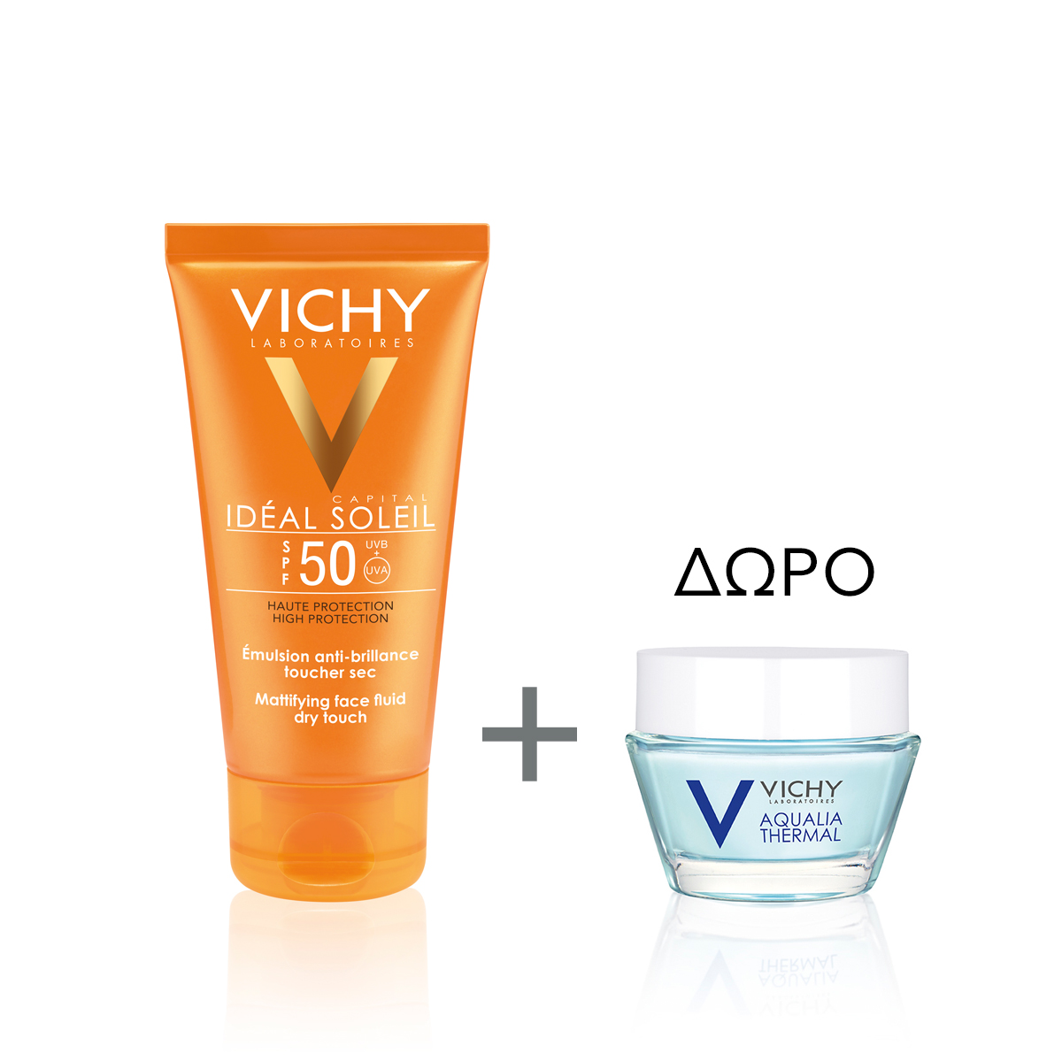 Vichy Ideal Soleil Spf 50 Dry Touch 50Μl & ΔΩΡΟ Aqualia Night Spa 15Μl