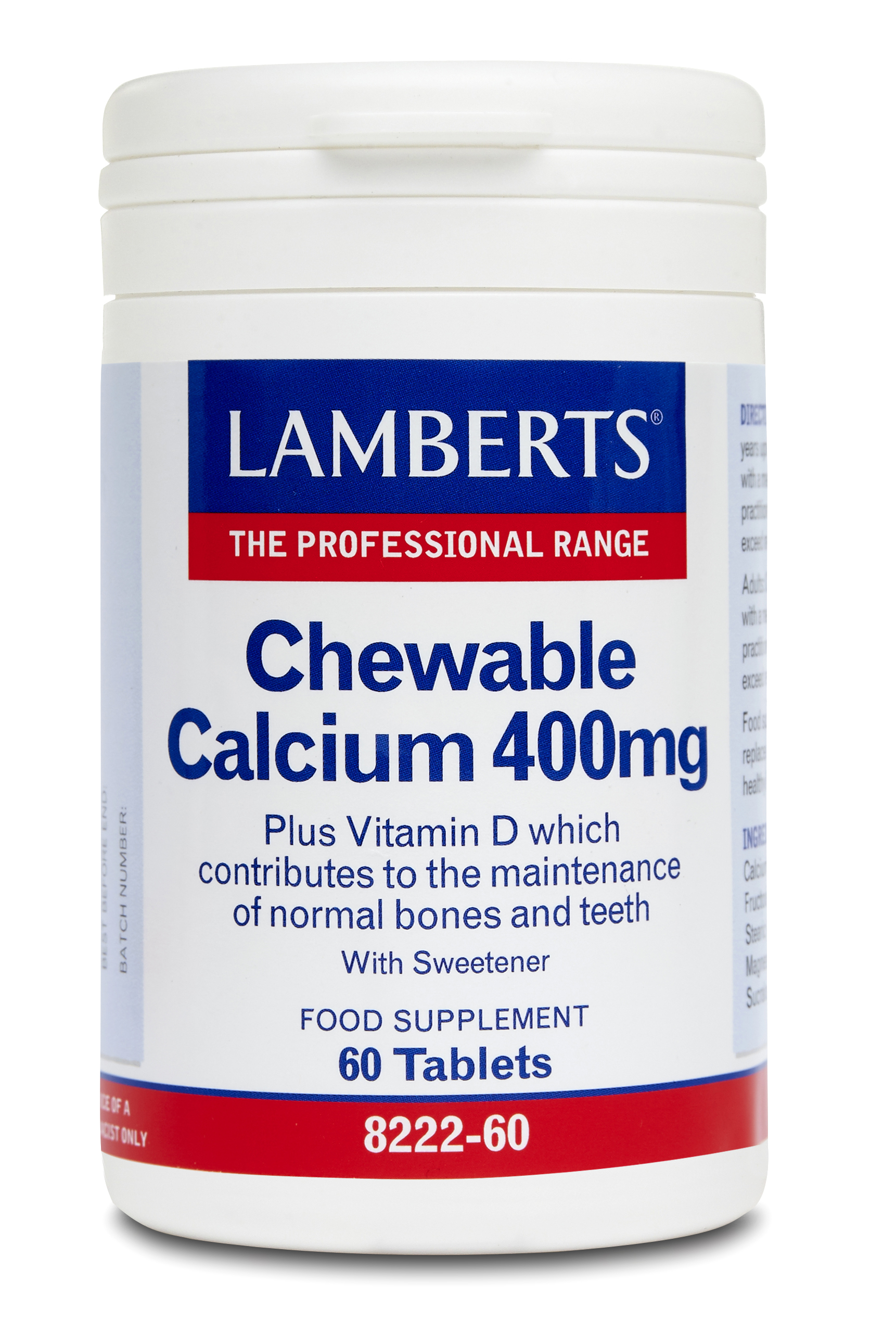 Lamberts Chewable Calcium 400Mg 60 Tabs