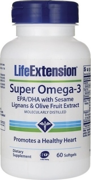 Life Extension Super Omega 3 Epa/Dha With Sesame Lignans & Olive Extract 60 Softgels