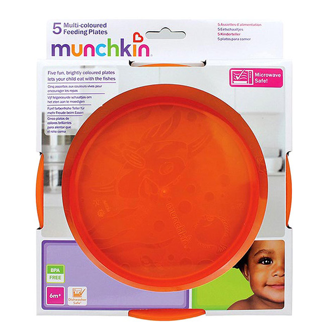 Munchkin 5 Pack Multi Coloured Feeding Plates