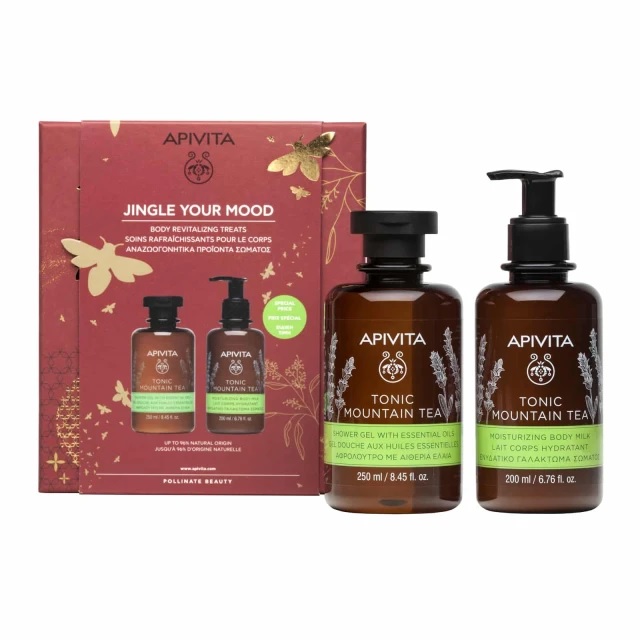 Apivita Jingle Your Mood Promo Pack Tonic Mountain Tea Shower Ge 250ml &Body Lotion 200ml