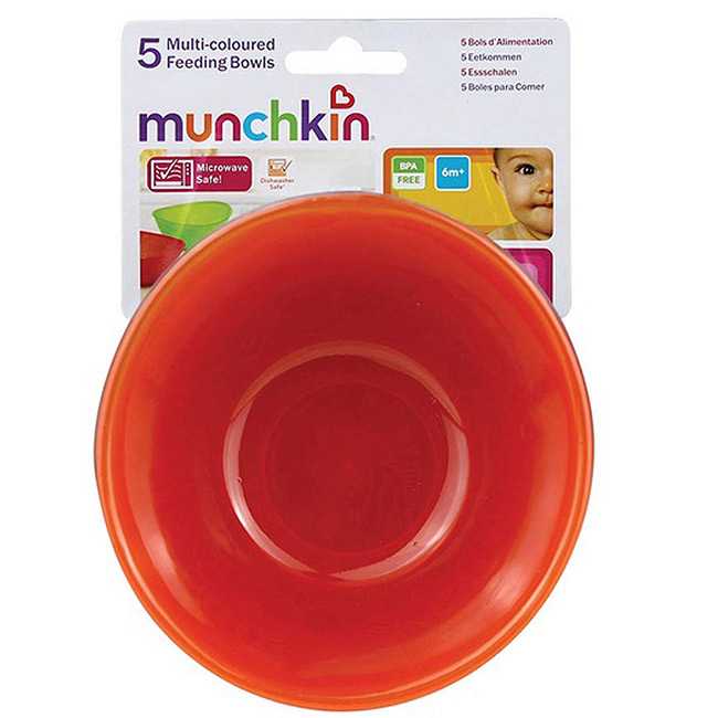 Munchkin 5 Pack Multi Coloured Feeding Bowls