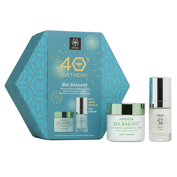 Apivita 40s Birthday Set Bee Radiant Κρέμα Ελαφριάς Υφής 50ml & Δώρο 5 Action Eye Serum 15ml