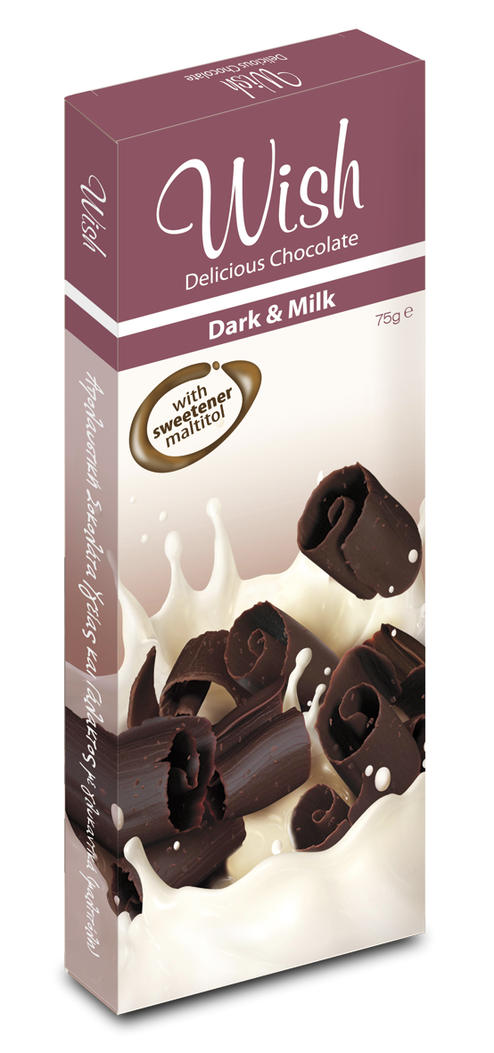Wish Σοκολάτα Γάλακτος & Υγείας 75gr Με Στέβια
