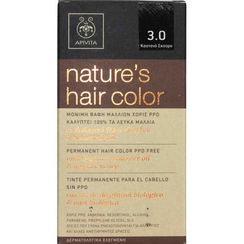 Apivita Nature S Hair Color N3,0 Καστανό Σκούρο