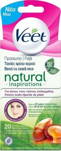 Veet Natural Inspirations Ταινίες Κρύο Κερί Για το Πρόσωπο Για όλους τους τύπους δέρματος 20strips