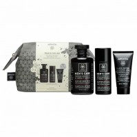 Apivita Treats For Him Promo Pack Mens Care Anti-Wrinkle Cream-Hair and Body Wash-Mini Black Detox Cleansing Gel