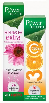 Power Health Echinacea Extra 24 Αναβράζοντα Δισκία Με Δώρο Vitamin C 300Mg 20 Αναβράζοντα Δισκία