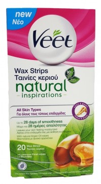 Veet Natural Inspirations Κρύο Κερί Όλους τους Τύπους Δέρματος 20 Τεμάχια