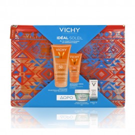 Vichy Πακέτο Ideal Soleil Sun Screen Tinted Dry Touch Fluid (SPF50) 50ml & Ideal Soleil Body Milk-Gel (SPF50) 200ml & Δώρο Mineral 89 5ml, Μάσκα Ενυδάτωσης 15ml